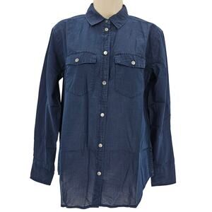 J. Crew Womans size 0 Western Button Up Snaps Shirt Cotton Indigo CC941 NEW